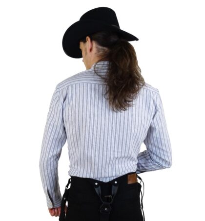 Great Western Herren Oldstyle Westernhemd Little Joe langarm blau gestreift Cowboys Westernhemden detail image 1
