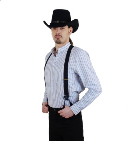 Great Western Herren Oldstyle Westernhemd Little Joe langarm blau gestreift Cowboys Westernhemden detail image 3