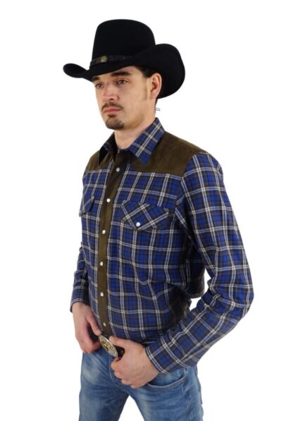 Great Western Herren Westernhemd Hoss langarm blau-kariert Cowboys Westernhemden detail image 1