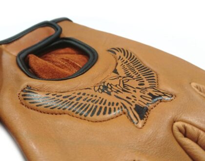 Great Western fingerfreie Lederhandschuhe Adler 3D braun Accessoires Handschuhe detail image 1
