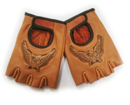 Great Western fingerfreie Lederhandschuhe Adler 3D braun Accessoires Handschuhe primary image
