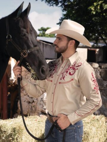 Rangers Westernhemd Daylon beige weinrot langarm Cowboys Westernhemden primary image