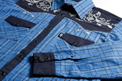 Stars & Stripes Herren Westernhemd Finley blau kariert Langarm Cowboys Westernhemden detail image 2