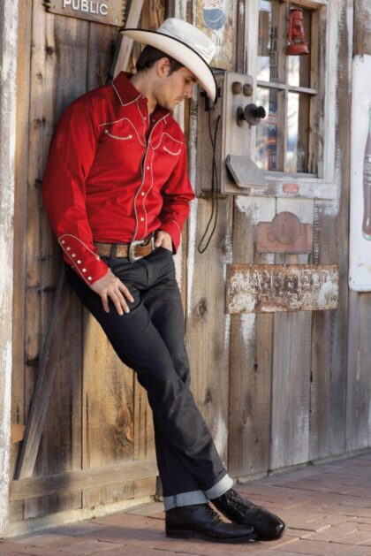 Stars & Stripes Herren Westernhemd Jack red langarm rot Cowboys Westernhemden detail image 3
