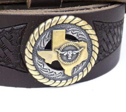 Western-Ledergürtel mit Texas Conchos braun Gürtel Ledergürtel detail image 1