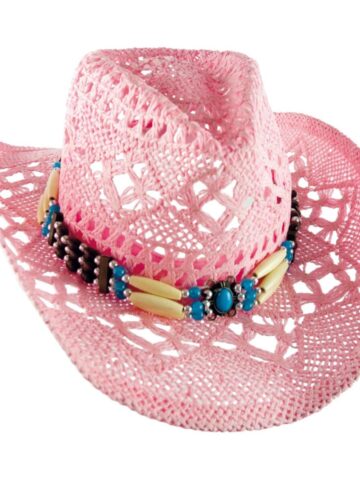 Western Style Strohhut mit Perlen-Hutband pink Hüte Strohhüte primary image