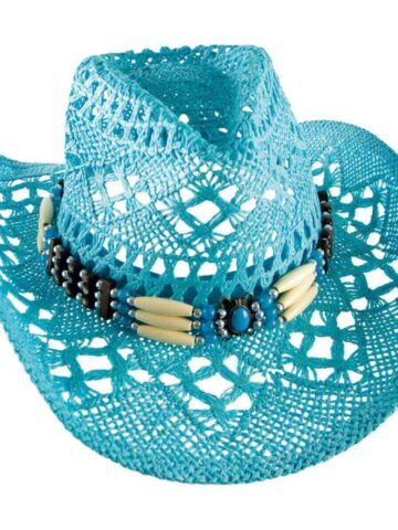 Western Style Strohhut mit Perlen-Hutband türkis Hüte Strohhüte primary image