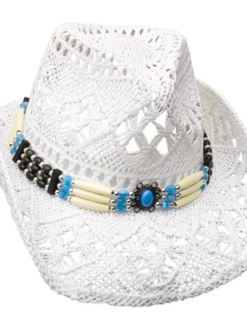 Western Style Strohhut mit Perlen-Hutband weiß Hüte Strohhüte primary image