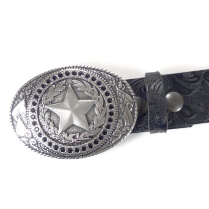 Western Ledergürtel Black Daisys & Sheriff Silber Gürtel Ledergürtel detail image 1