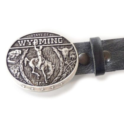 Western Ledergürtel Shiny Black & Wyoming Silber Gürtel Ledergürtel detail image 1