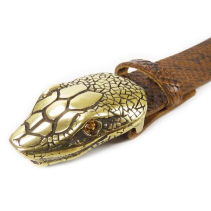 Western Ledergürtel Snake Brown & Snakebite Gold Gürtel Ledergürtel detail image 2