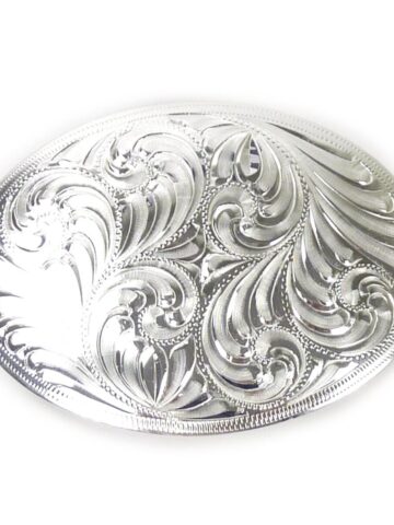 Great Western Gürtelschnalle Silber graviert oval - handgefertigte Eleganz Gürtel Gürtelschnallen primary image
