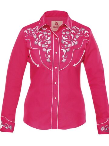 Rangers Westernbluse Madison fuchsia weiß langarm Ladies Oberteile & Blusen primary image