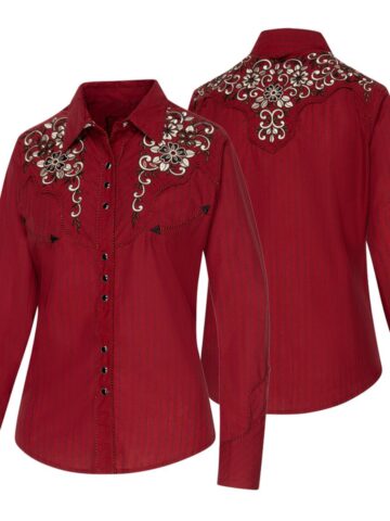 Stars & Stripes Damen Westernbluse Catherine rot langarm Ladies Oberteile & Blusen primary image