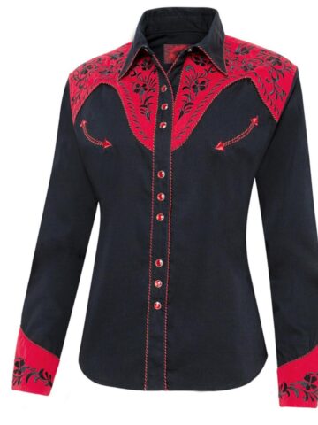 Stars & Stripes Damen Westernbluse Dolly schwarz rot langarm Ladies Oberteile & Blusen primary image