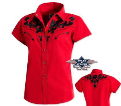 Stars & Stripes Damen Westernbluse Ella rot kurzarm Ladies Oberteile & Blusen detail image 4