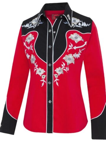 Stars & Stripes Damen Westernbluse Lynn rot schwarz langarm Ladies Oberteile & Blusen primary image