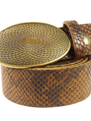 Western Ledergürtel Snake Brown & Ellipse Gold Gürtel Ledergürtel primary image