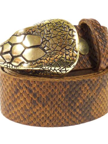 Western Ledergürtel Snake Brown & Snakebite Gold Gürtel Ledergürtel primary image