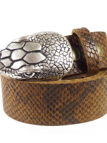 Western Ledergürtel Snake Brown & Snakebite Silber Gürtel Ledergürtel primary image