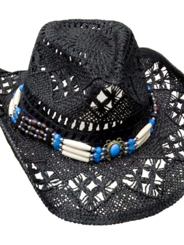 Great Western Damen Strohhut Perlen-Hutband schwarz Hüte Strohhüte Schwarz unisex main image Western Wear