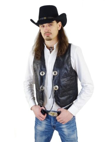 Great Western Herren Lederweste Terence schwarz Cowboys Westen Schwarz male main image Western Wear