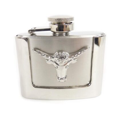 Great Western Flachmann Gürtelschnalle Flask Stierkopf 2oz 60ml Gürtel Gürtelschnallen Silber unisex main image Western Wear