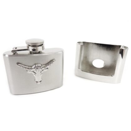 Great Western Flachmann Gürtelschnalle Flask Stierkopf 2oz 60ml Gürtel Gürtelschnallen Silber unisex detail 3