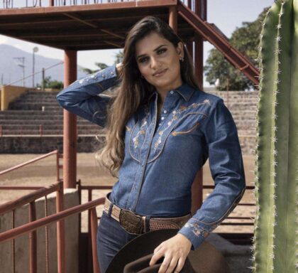 Rangers Damen Westernbluse Jenny Denim blau Langarm Ladies Oberteile & Blusen Blau female main image Western Wear