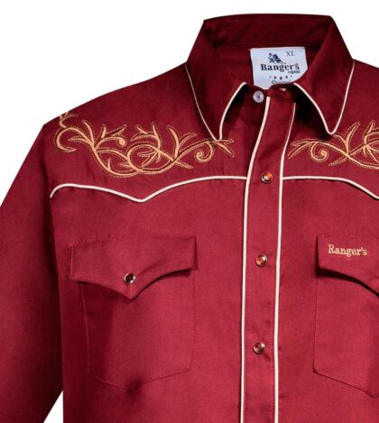 Rangers Herren Westernhemd Borgona rot Langarm Cowboys Westernhemden Rot male detail 1