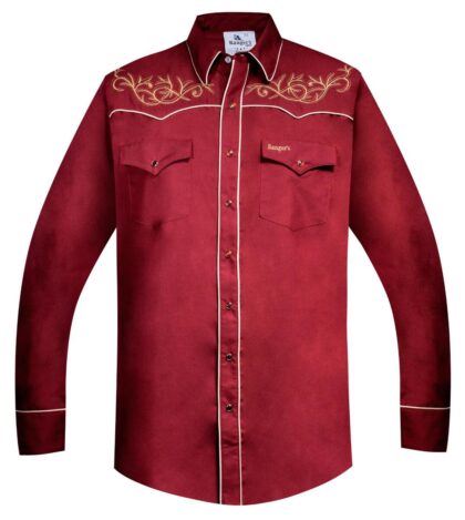 Rangers Herren Westernhemd Borgona rot Langarm Cowboys Westernhemden Rot male main image Western Wear