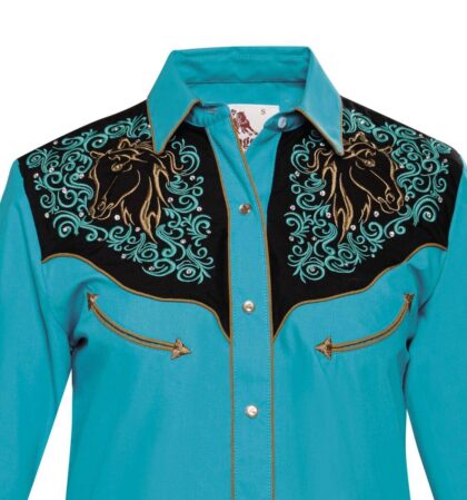 Rangers Westernbluse Sophia schwarz-türkis langarm Ladies Oberteile & Blusen Blau female detail 2