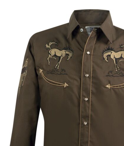 Rangers Westernhemd Cowboy braun langarm Cowboys Westernhemden Braun male detail 1