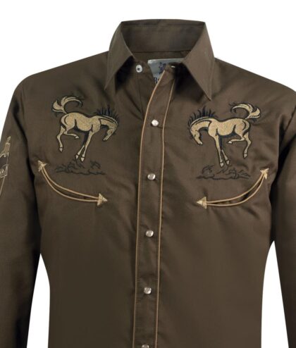 Rangers Westernhemd Cowboy braun langarm Cowboys Westernhemden Braun male detail 2