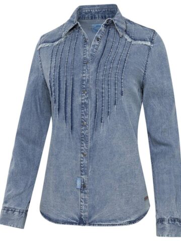 Stars & Stripes Damen Westernbluse Blue jeansblau langarm Ladies Oberteile & Blusen Blau female main image Western Wear