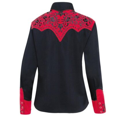 Stars & Stripes Damen Westernbluse Dolly schwarz rot langarm Ladies Oberteile & Blusen Schwarz female detail 1