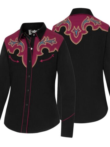 Stars & Stripes Damen Westernbluse Jenna langarm schwarz Ladies Oberteile & Blusen Schwarz female main image Western Wear