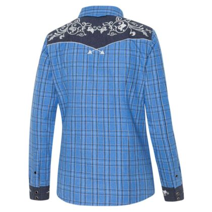 Stars & Stripes Damen Westernbluse Laura blau kariert Langarm Ladies Oberteile & Blusen Blau female detail 1