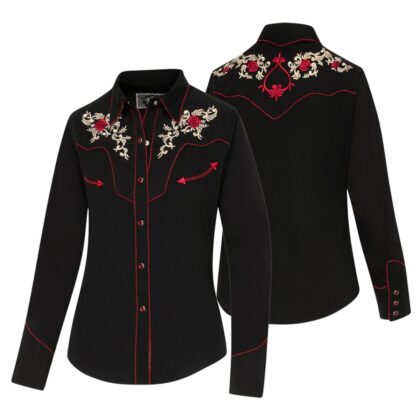 Stars & Stripes Damen Westernbluse Sharon langarm schwarz Ladies Oberteile & Blusen Schwarz female main image Western Wear