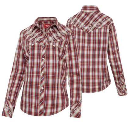 Stars & Stripes Damen Westernbluse Tammy rot kariert langarm Ladies Oberteile & Blusen Rot female detail 4