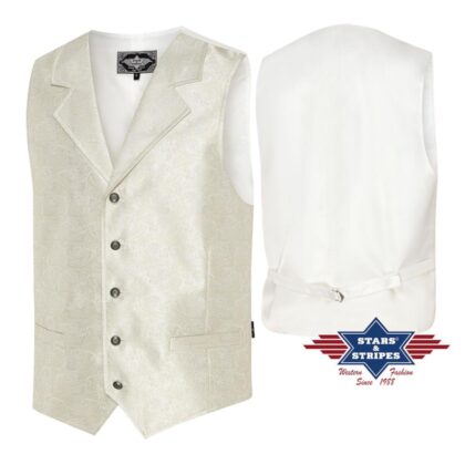 Stars & Stripes Herren Old Style Weste Straight Flush weiß Cowboys Old Style Weiß male detail 3