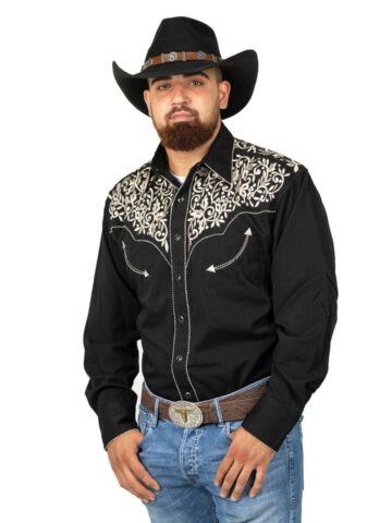 Stars & Stripes Herren Westernhemd Henry langarm schwarz Cowboys Westernhemden Schwarz male main image Western Wear