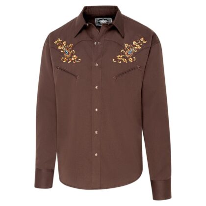 Stars & Stripes Herren Westernhemd Hogan braun Langarm Cowboys Westernhemden Braun male main image Western Wear