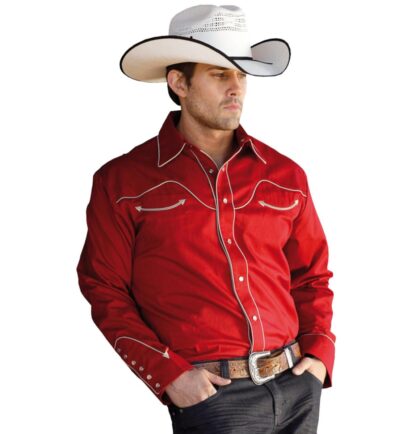 Stars & Stripes Herren Westernhemd Jack red langarm rot Cowboys Westernhemden Rot male main image Western Wear