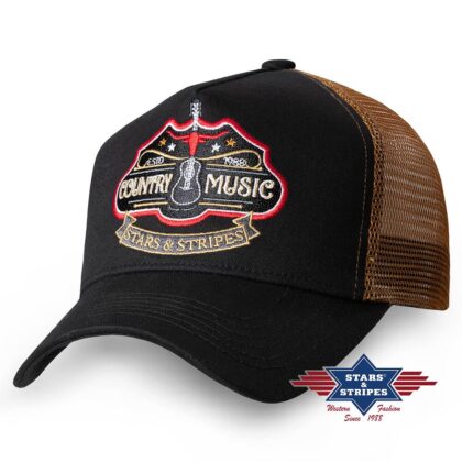 Stars & Stripes Trucker Cap Country Music Hüte Caps Schwarz unisex detail 2