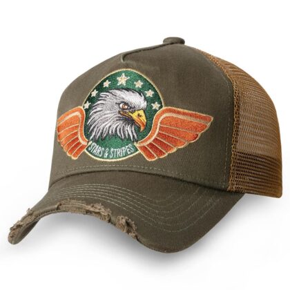 Stars & Stripes Trucker Cap Eagle Hüte Caps Grün unisex main image Western Wear