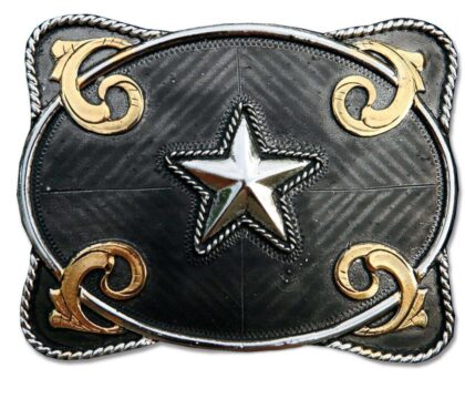 Stars & Stripes Western Gürtelschnalle GS-317 schwarzer Stern eckig Gürtel Gürtelschnallen Schwarz unisex main image Western Wear