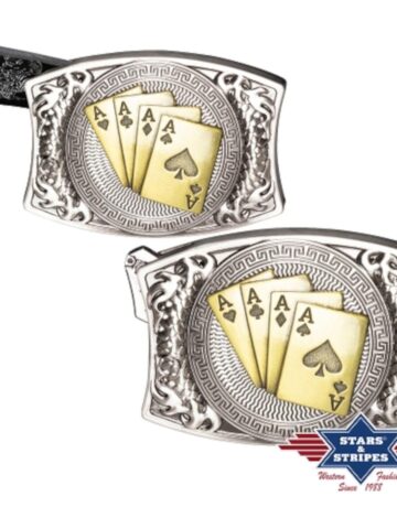 Stars & Stripes Western-Gürtelschnalle GS-601 Pokerkarten Gürtel Gürtelschnallen Silber unisex main image Western Wear