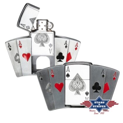 Stars & Stripes Western-Gürtelschnalle GS-602 Feuerzeug Poker Gürtel Gürtelschnallen Silber unisex main image Western Wear