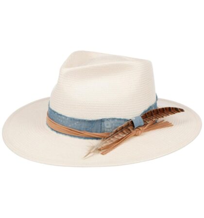 Stetson Feather Trim Toyo Strohhut Hüte Stoffhüte Weiß unisex main image Western Wear